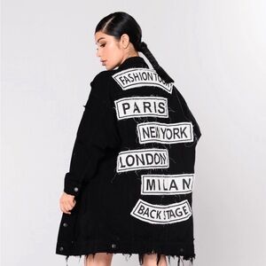 Oversized Black Denim Jean Jacket Distressed